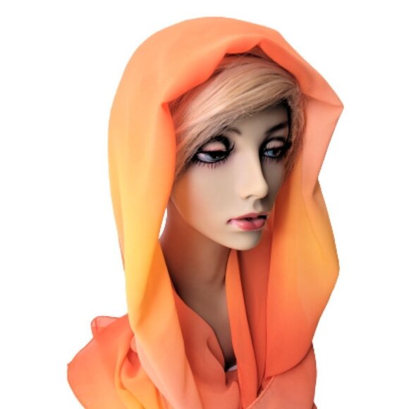 BRIGHT Orange Ombre Gradating Color Rectangular Scarf - Picture 2 of 5